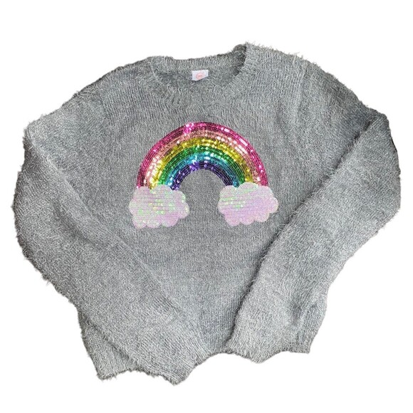 Heather Gray Sequin Rainbow Super Soft Sweater Junior Size XXL WM 8 - Picture 1 of 6